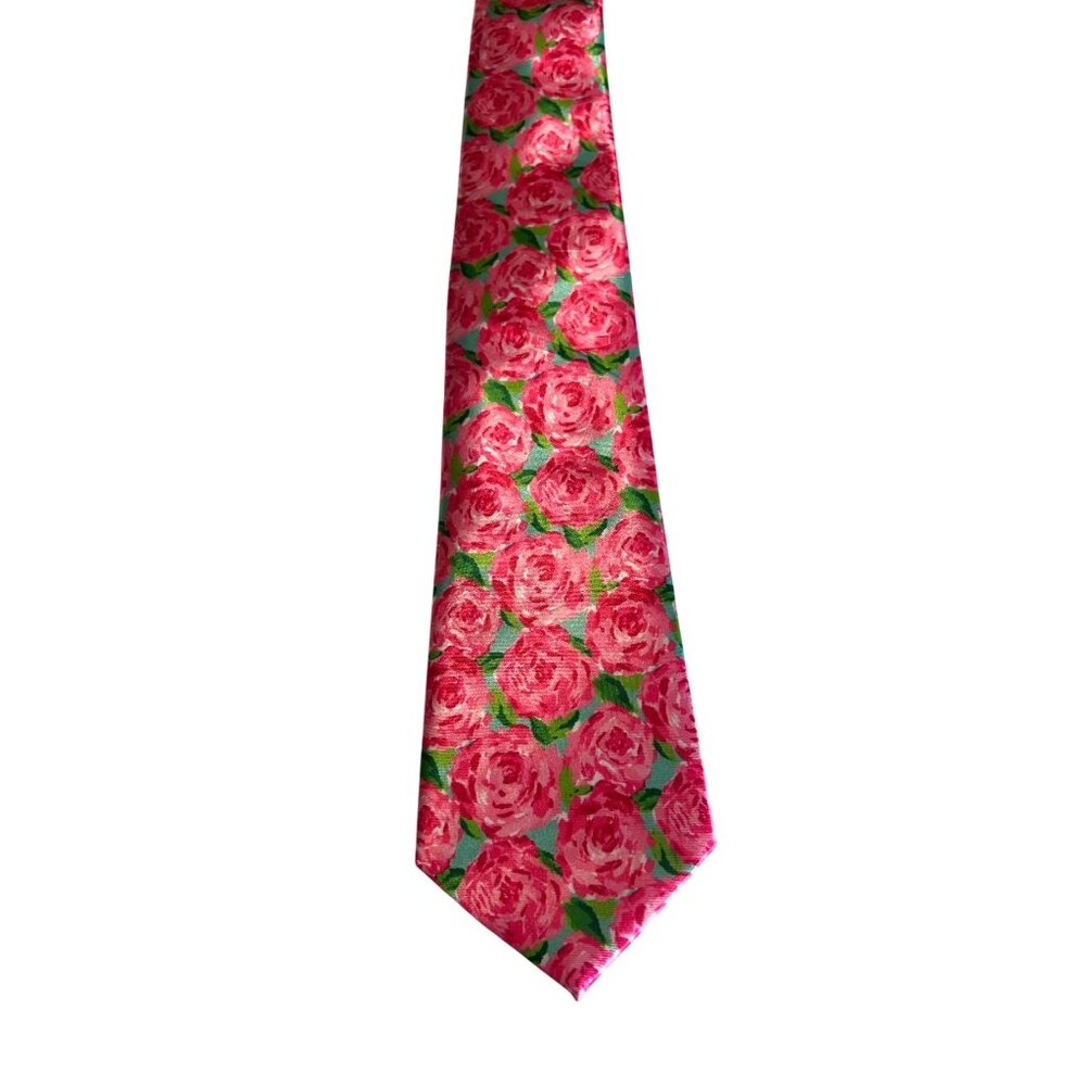 Pink Floral Microfiber Handmade Tie For Men